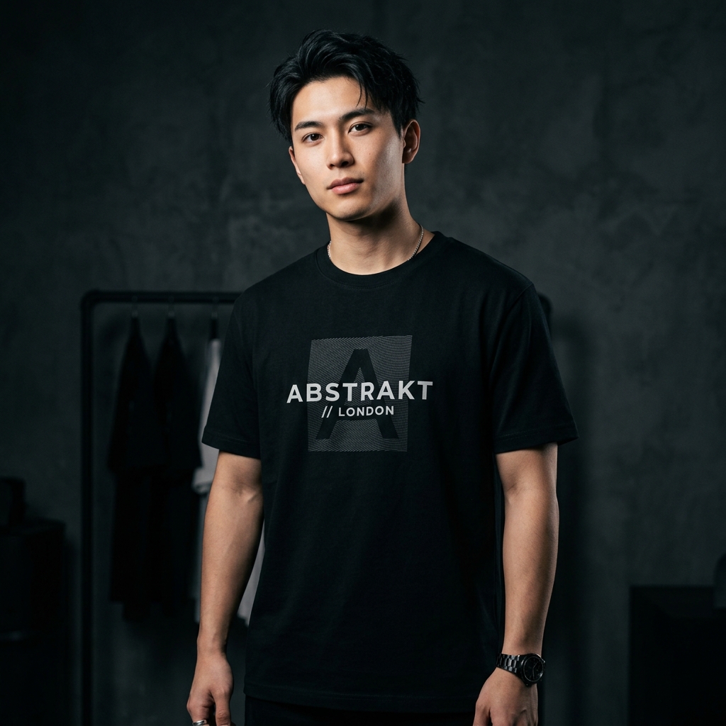 Japanese Model wearing Chic Black Printed T-shirt